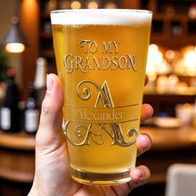 Load image into Gallery viewer, Personalized Beer Glass Custom Name Gift for Grandson
