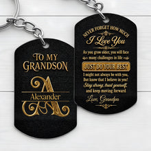 Load image into Gallery viewer, Personalized Stainless Steel Keychain for Grandson Love Note Gift

