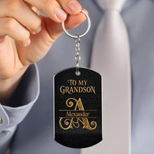 Load image into Gallery viewer, Personalized Stainless Steel Keychain for Grandson Love Note Gift
