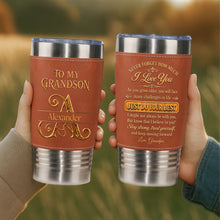 Load image into Gallery viewer, Personalized Leather Tumbler Custom Name Gift for Grandson
