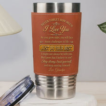 Load image into Gallery viewer, Personalized Leather Tumbler Custom Name Gift for Grandson
