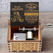 Load image into Gallery viewer, Personalized Wooden Music Box Custom for Grandson Love You

