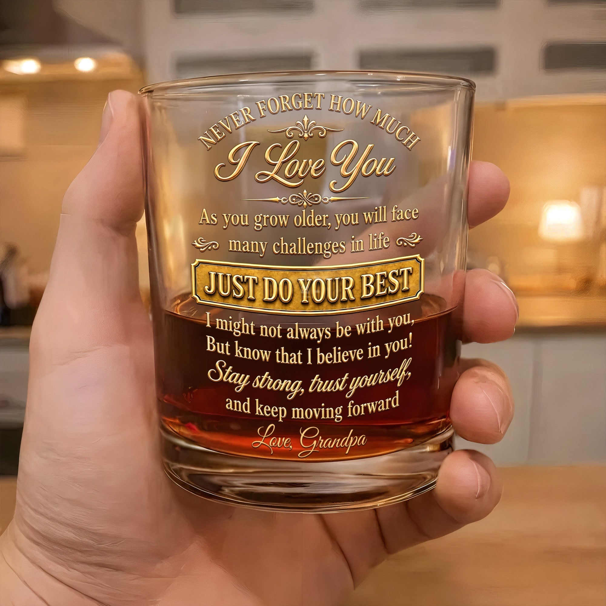 Personalized Whiskey Glass Custom Name Gift for Grandson