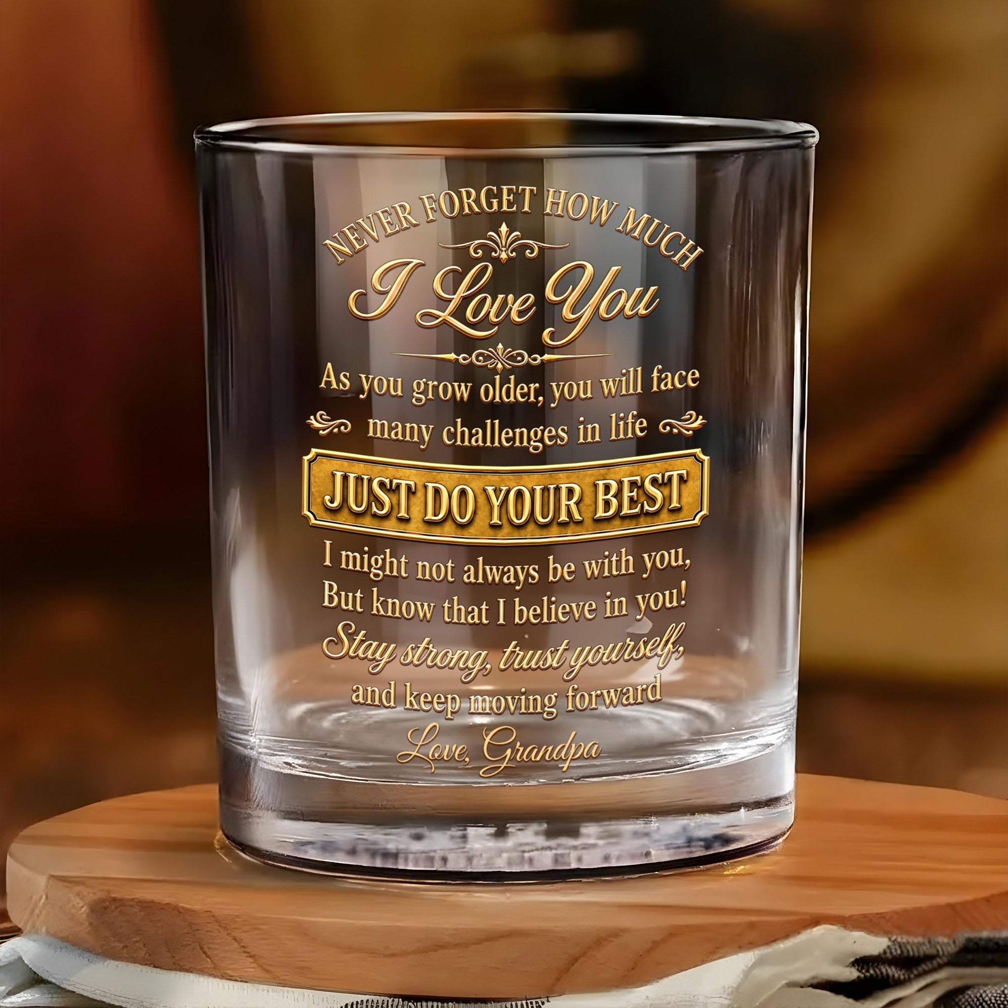 Personalized Whiskey Glass Custom Name Gift for Grandson
