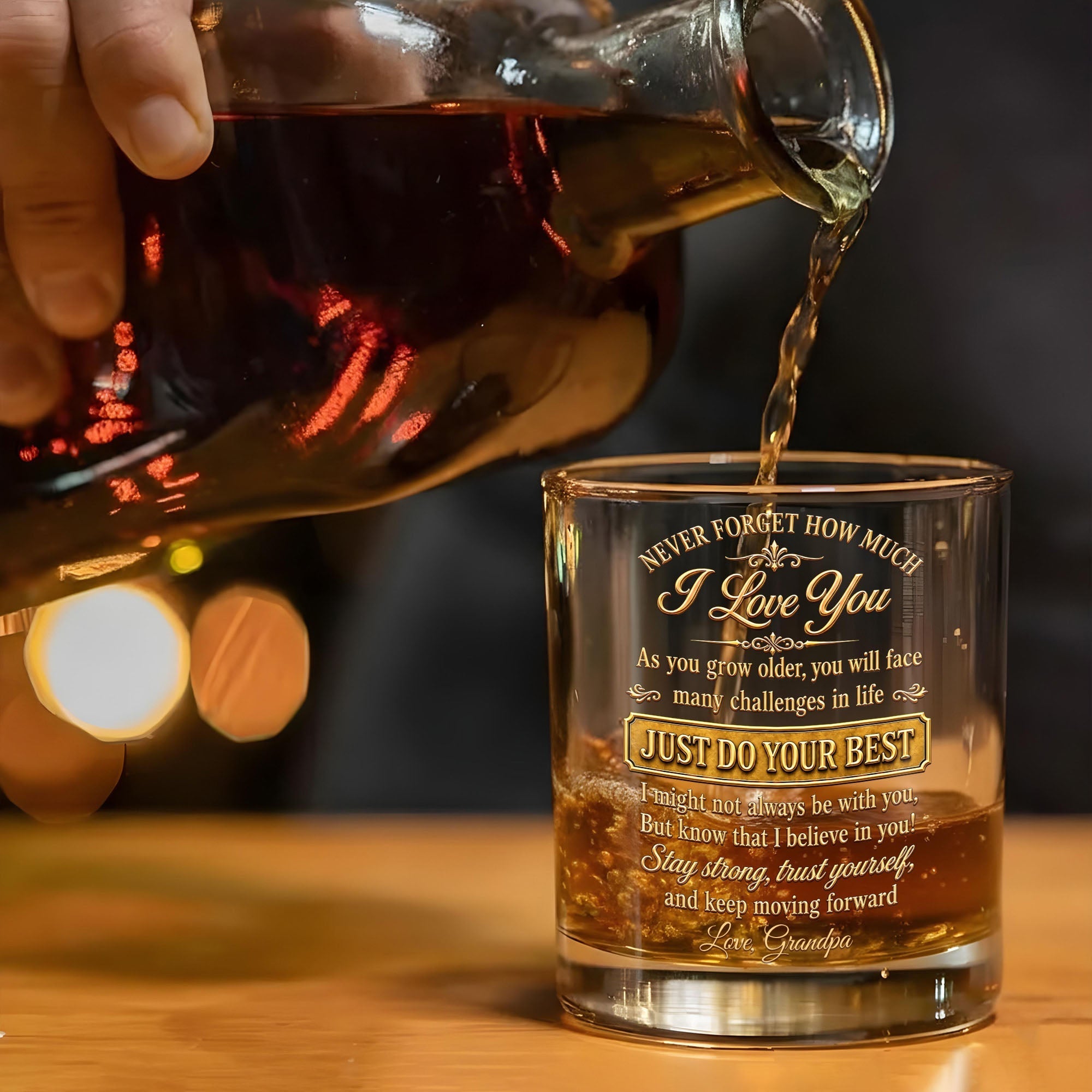 Personalized Whiskey Glass Custom Name Gift for Grandson