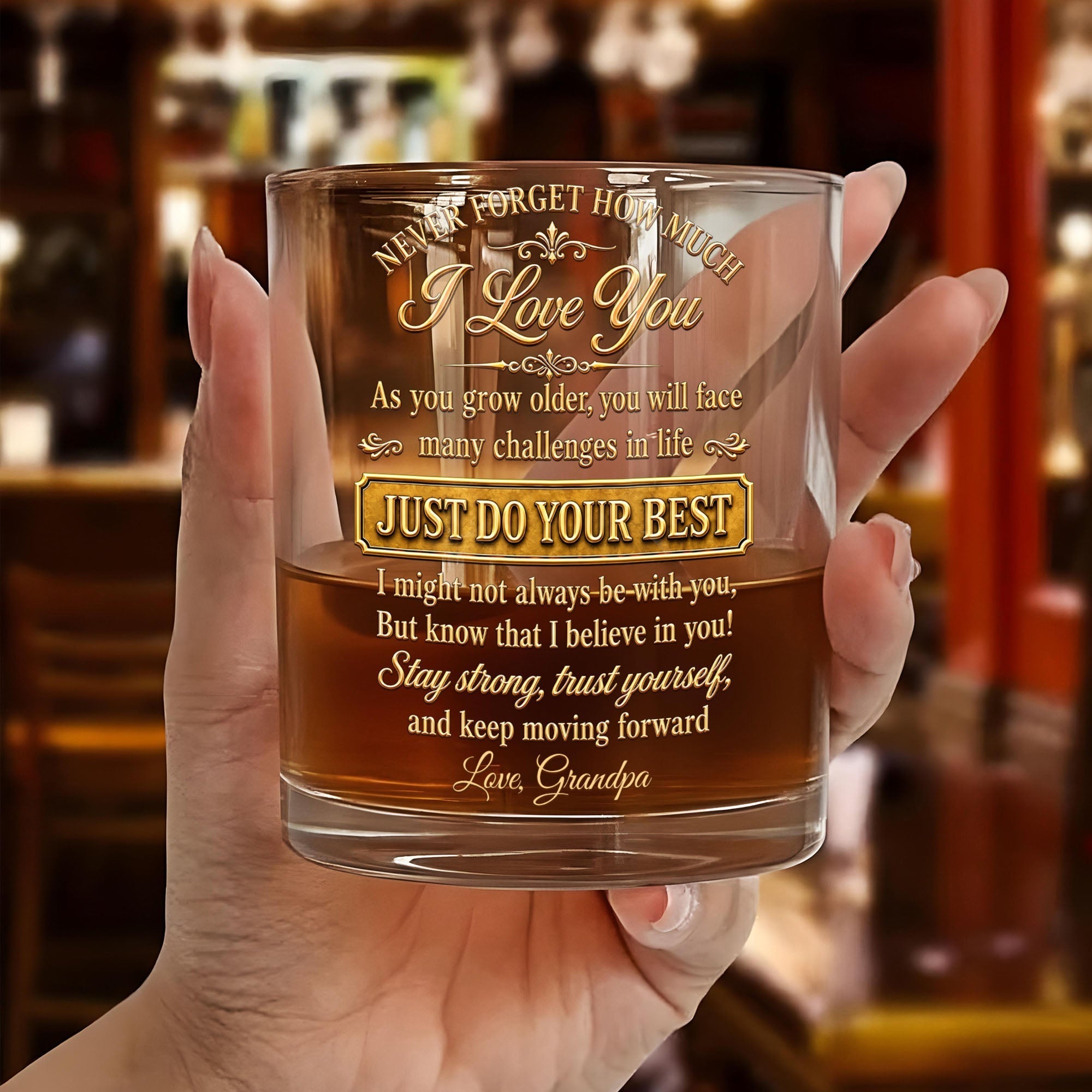 Personalized Whiskey Glass Custom Name Gift for Grandson