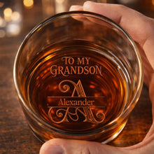 Load image into Gallery viewer, Personalized Whiskey Glass Custom Name Gift for Grandson
