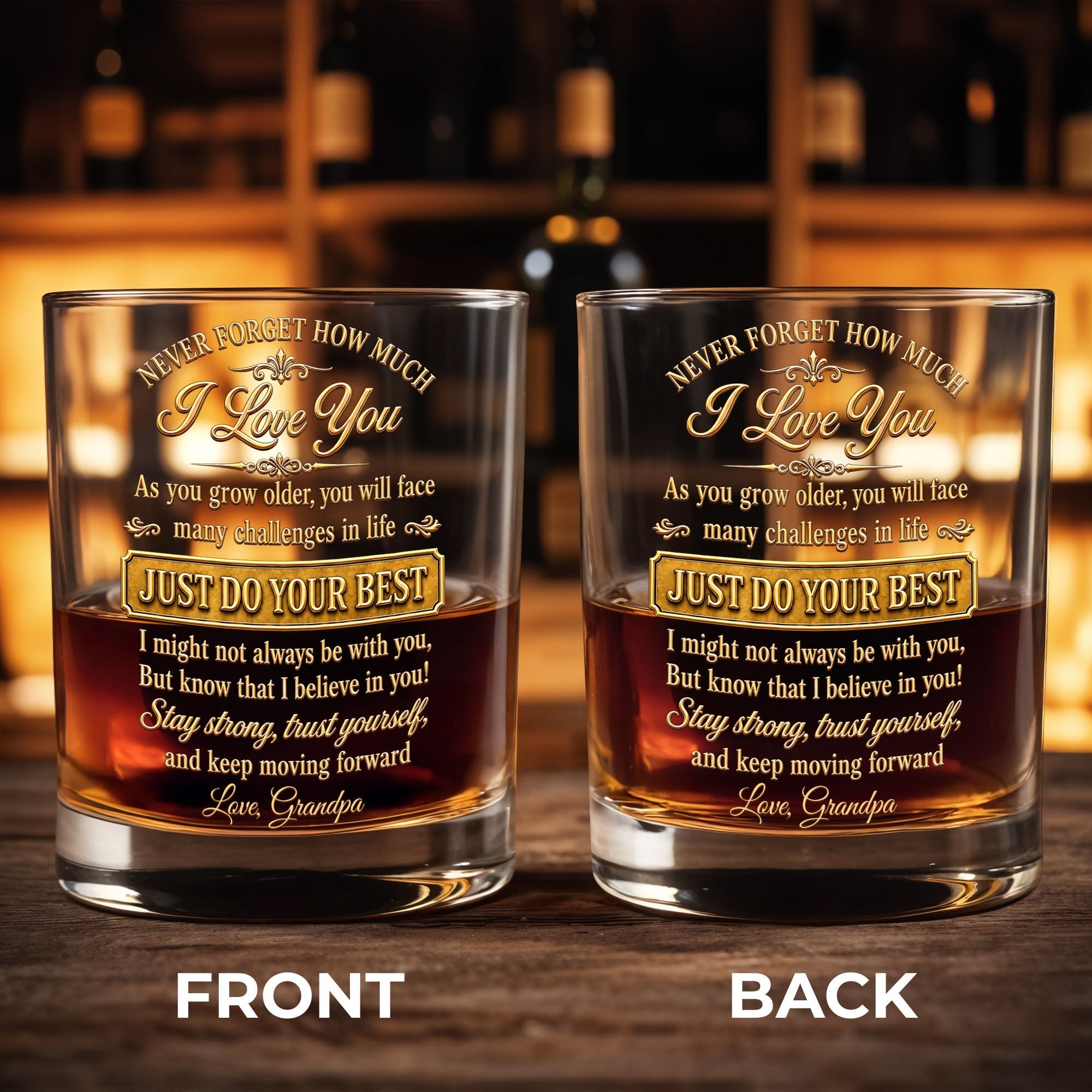 Personalized Whiskey Glass Custom Name Gift for Grandson