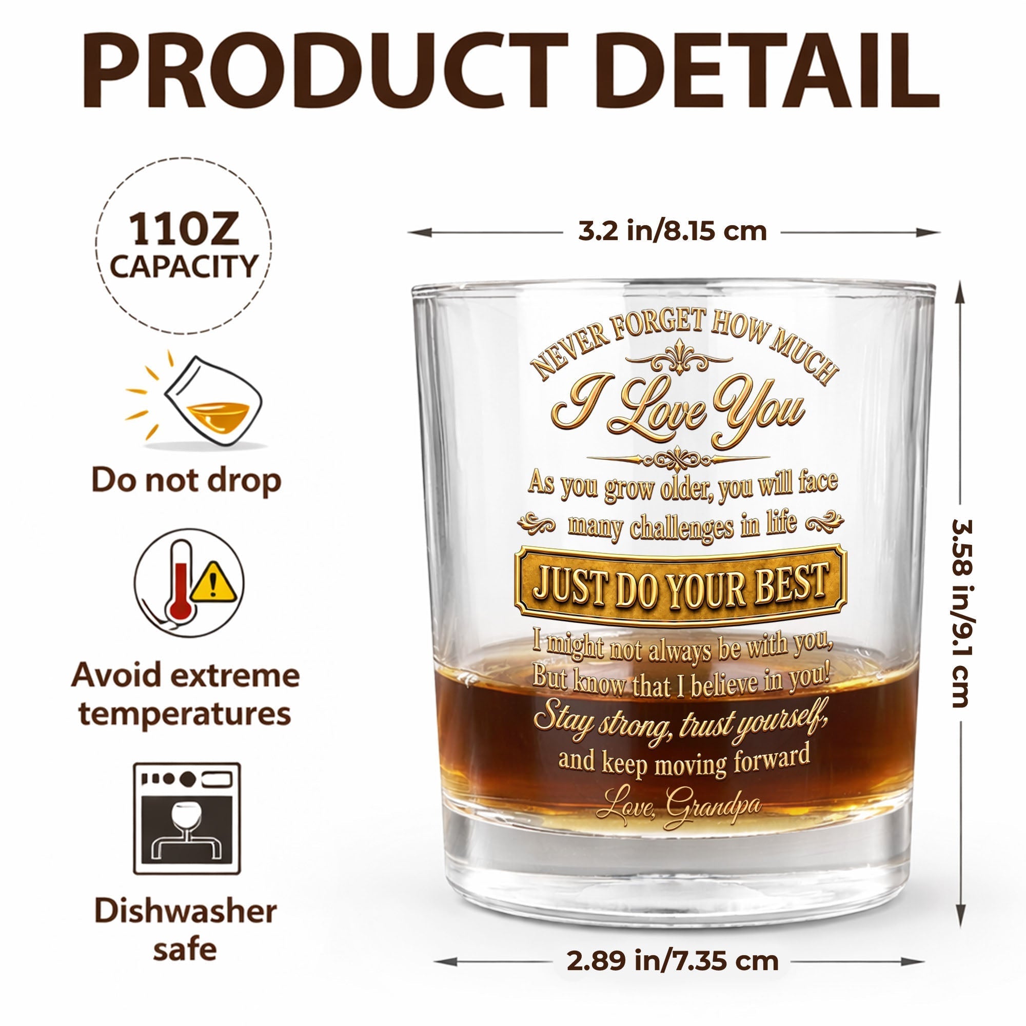 Personalized Whiskey Glass Custom Name Gift for Grandson