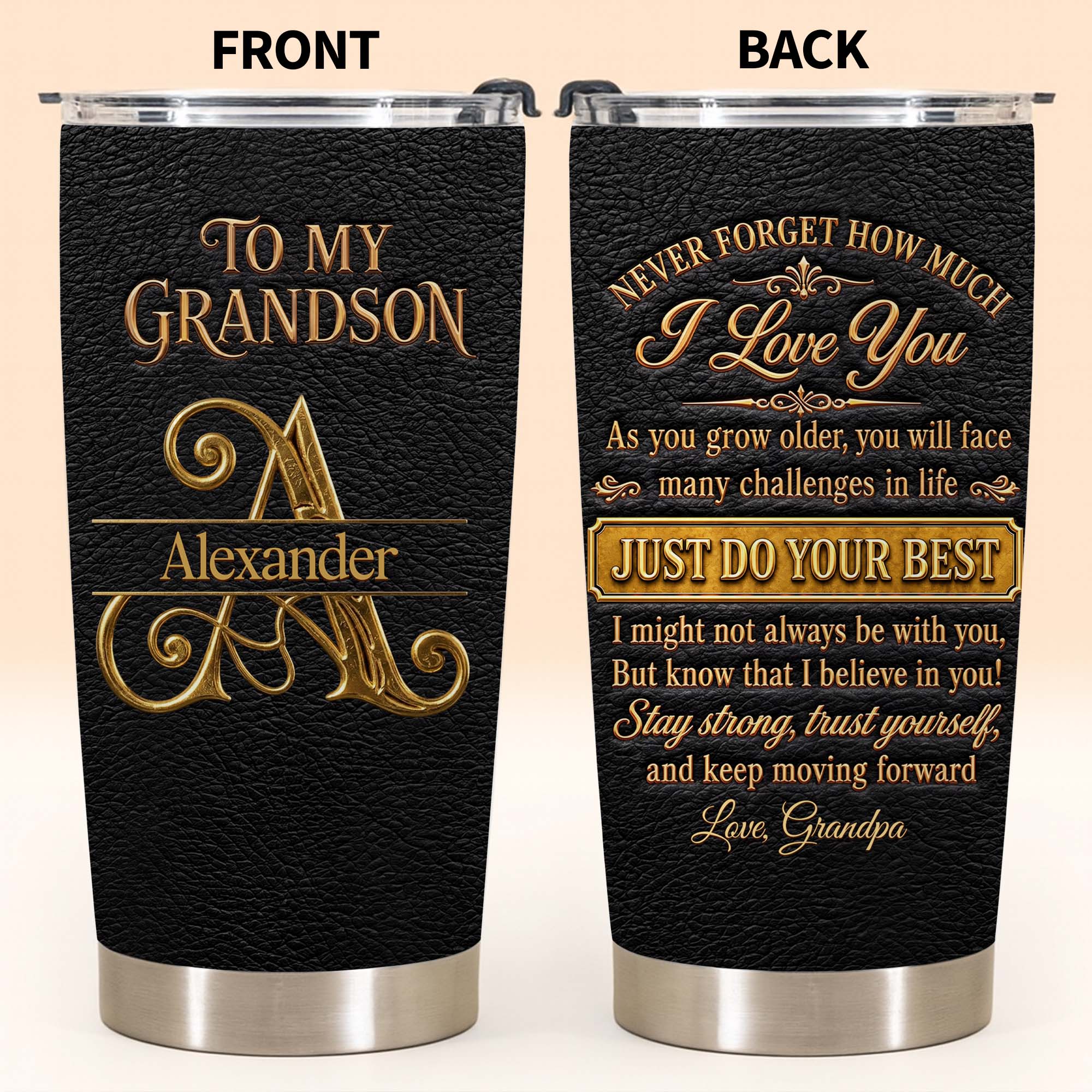 Personalized 20oz Stainless Steel Tumbler for Grandson Gift