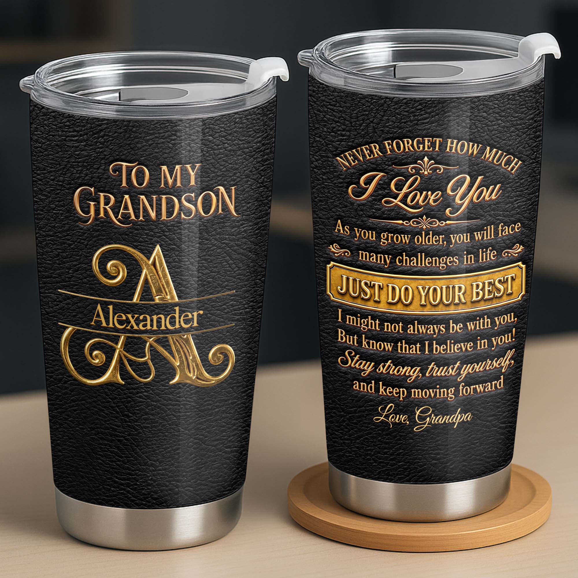 Personalized 20oz Stainless Steel Tumbler for Grandson Gift