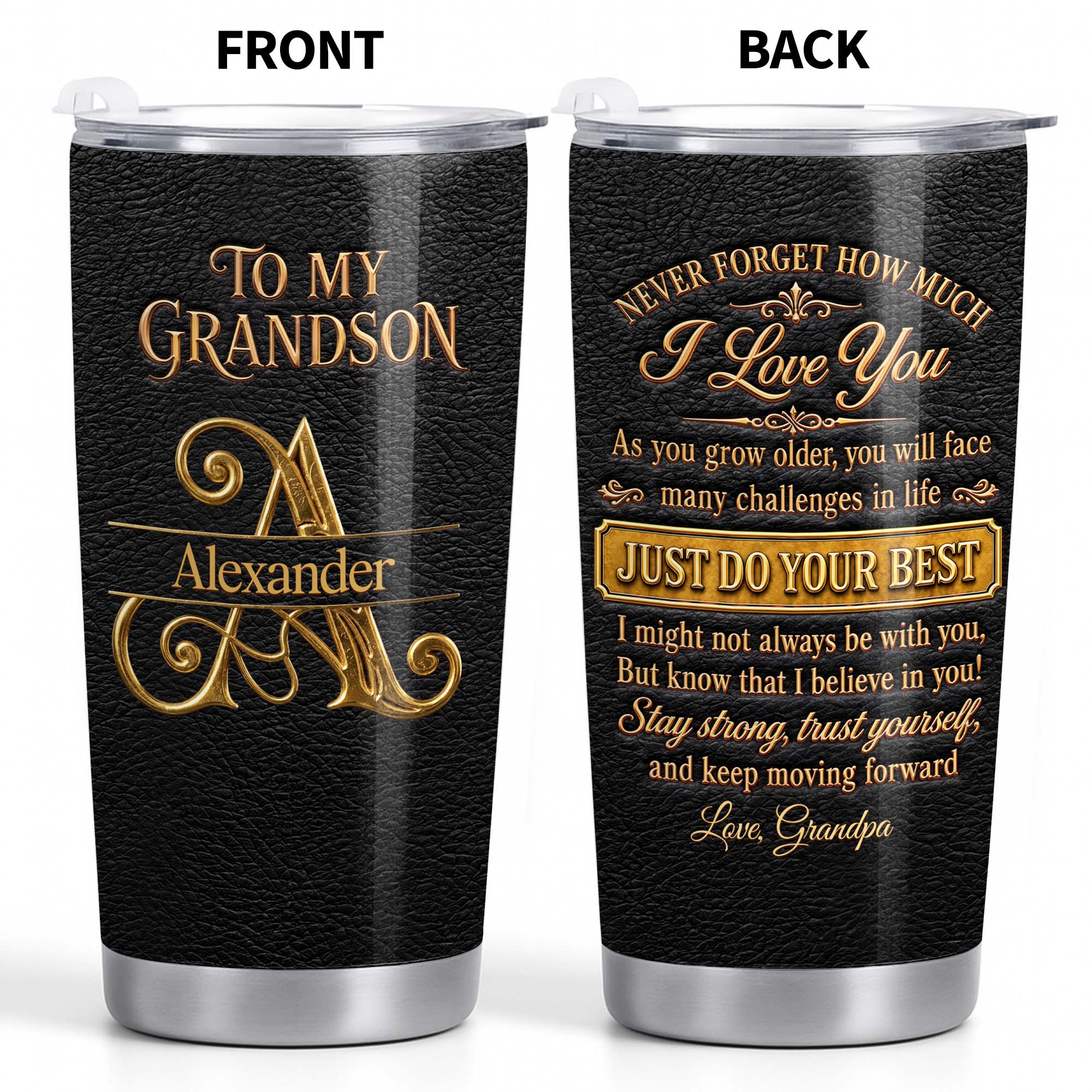 Personalized 20oz Stainless Steel Tumbler for Grandson Gift