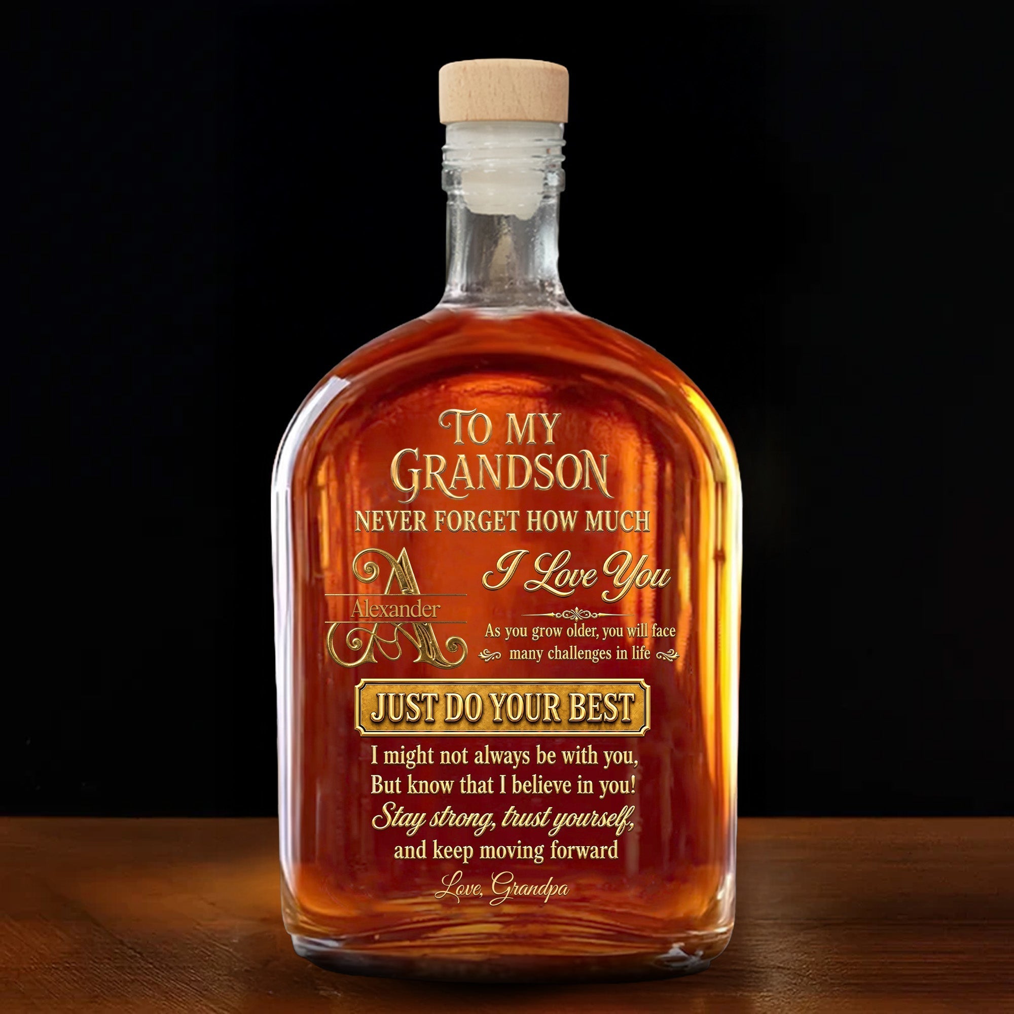 Personalized Whiskey Bottle Custom Name Gift for Grandson