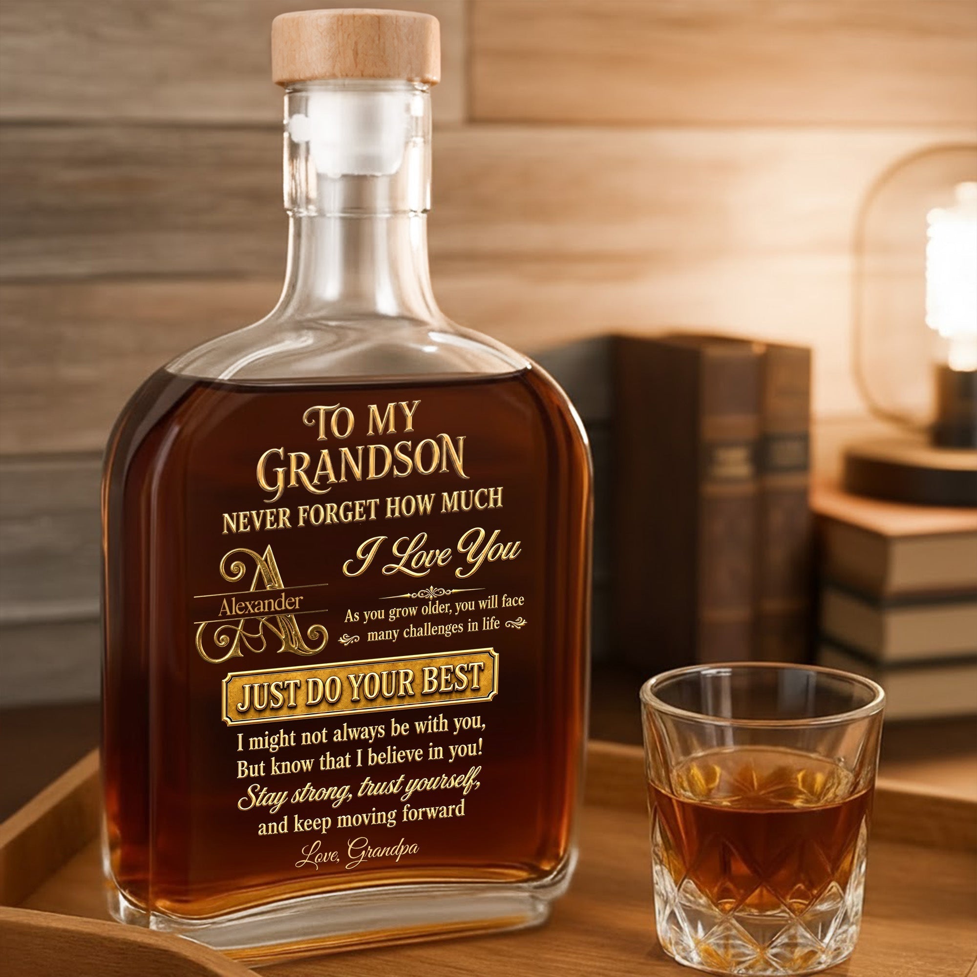 Personalized Whiskey Bottle Custom Name Gift for Grandson
