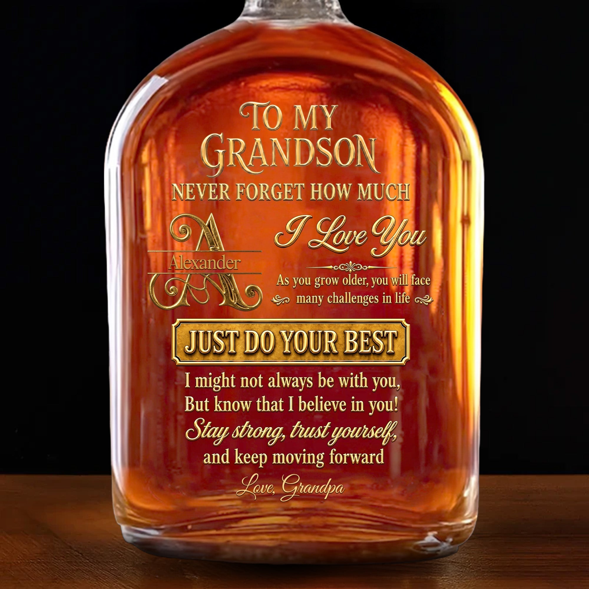 Personalized Whiskey Bottle Custom Name Gift for Grandson