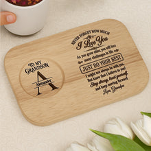 Load image into Gallery viewer, Personalized Engraved Serving Board with Cup Holder for Grandson

