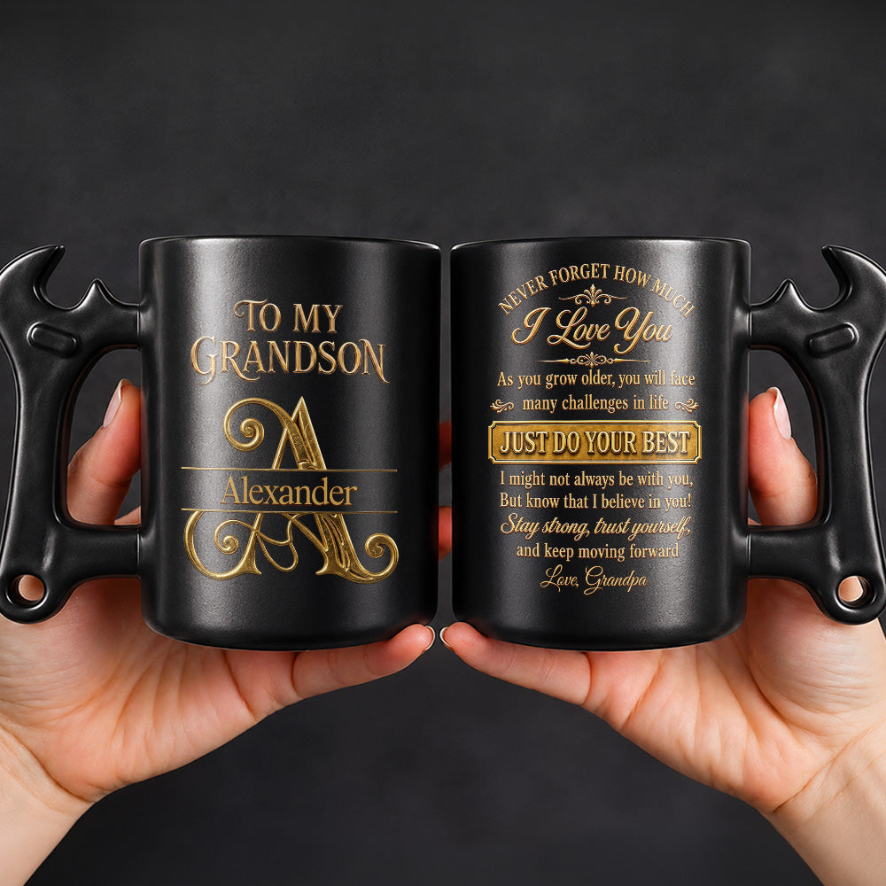 Personalized Wrench Handle Coffee Mug Custom Name Gift for Grandson