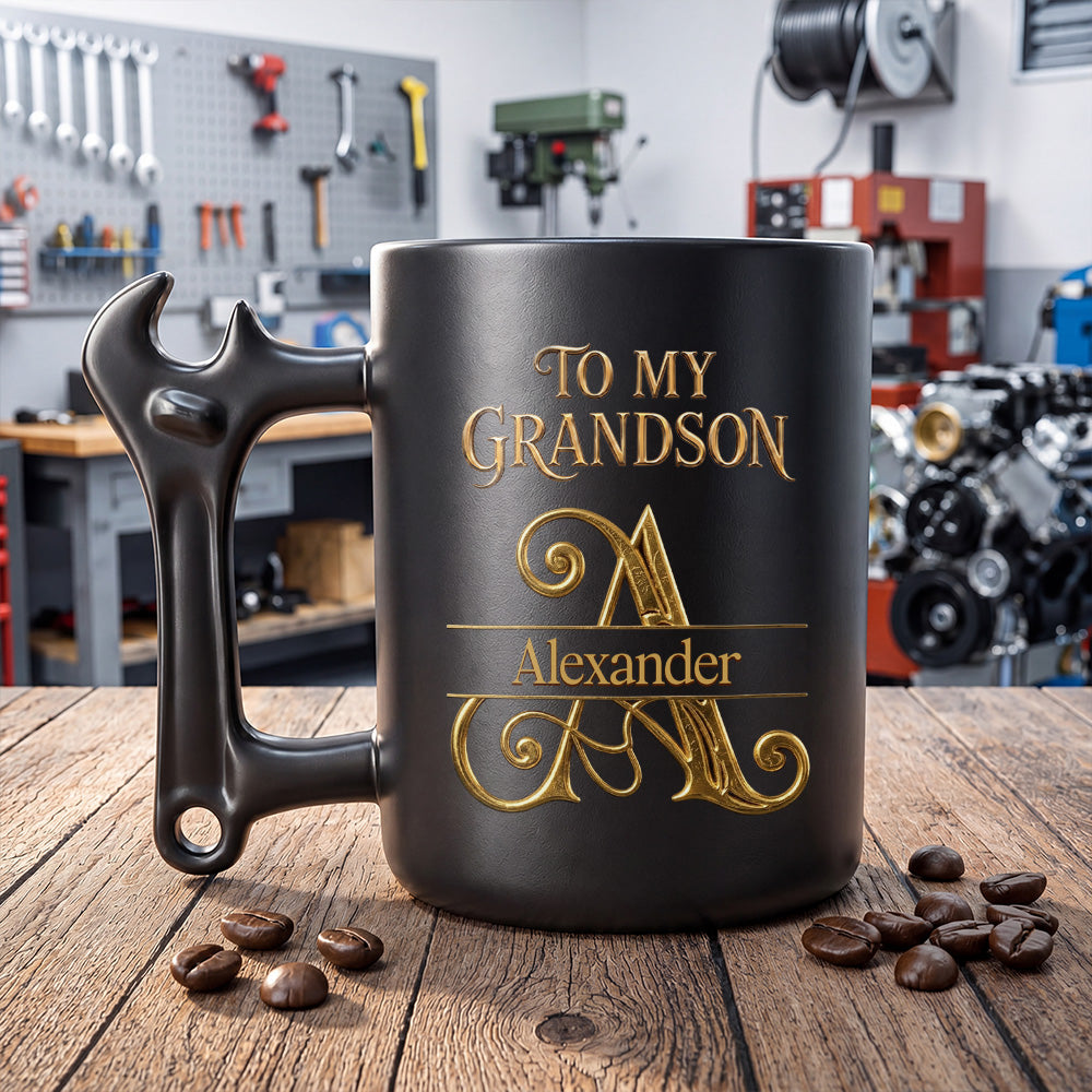 Personalized Wrench Handle Coffee Mug Custom Name Gift for Grandson