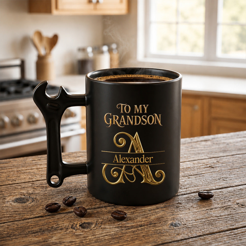 Personalized Wrench Handle Coffee Mug Custom Name Gift for Grandson