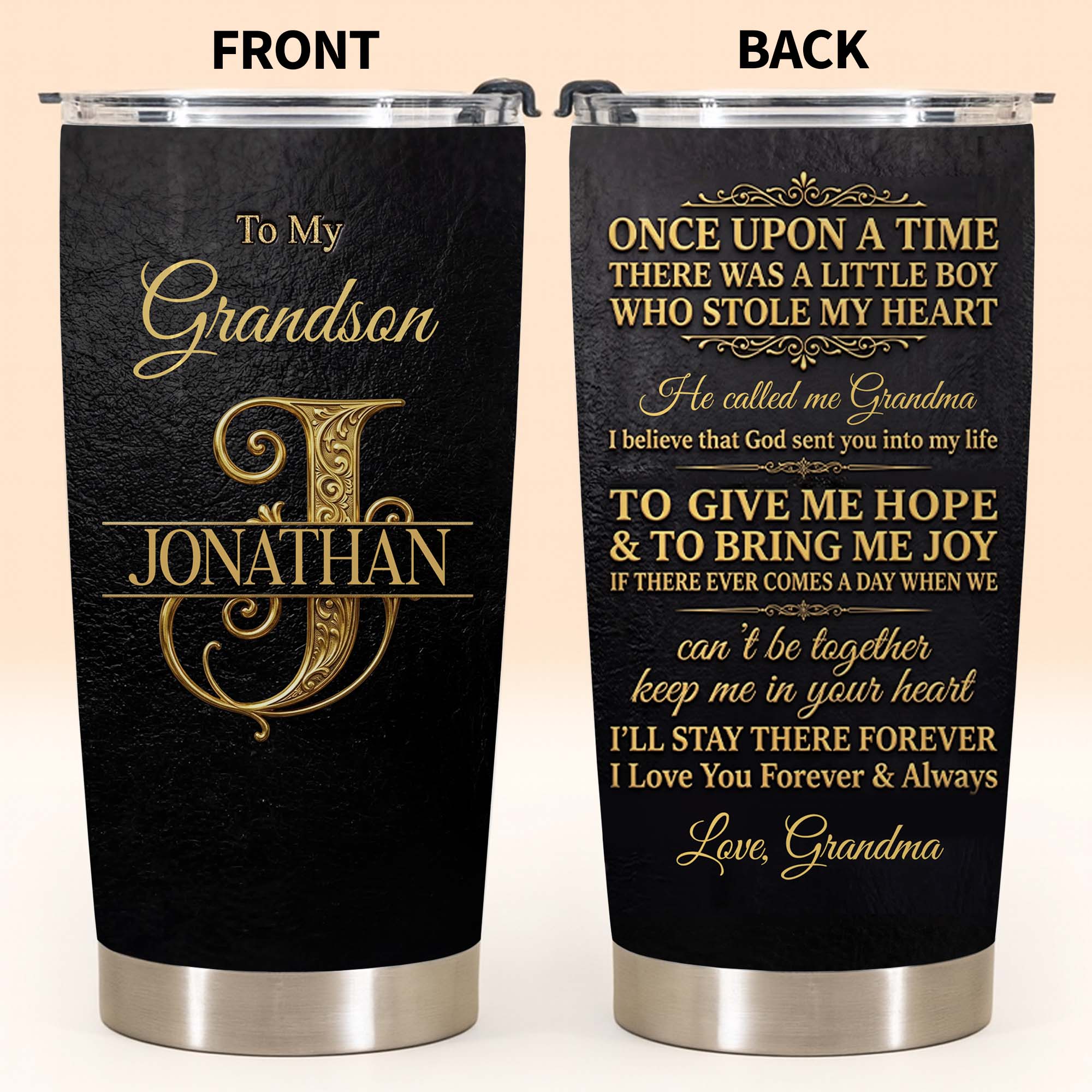 Personalized Monogram Initial Tumbler for Grandson 20oz 30oz