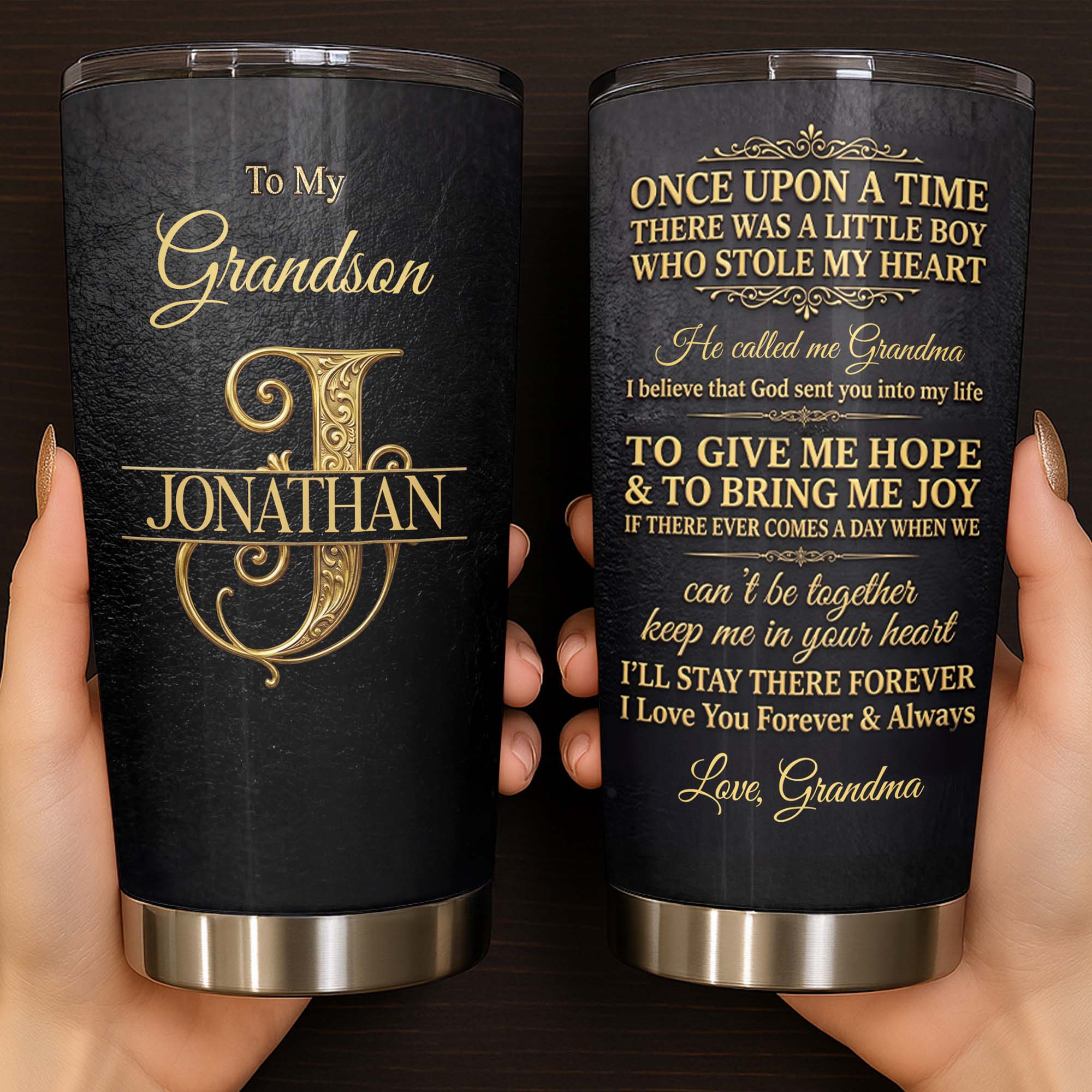 Personalized Monogram Initial Tumbler for Grandson 20oz 30oz