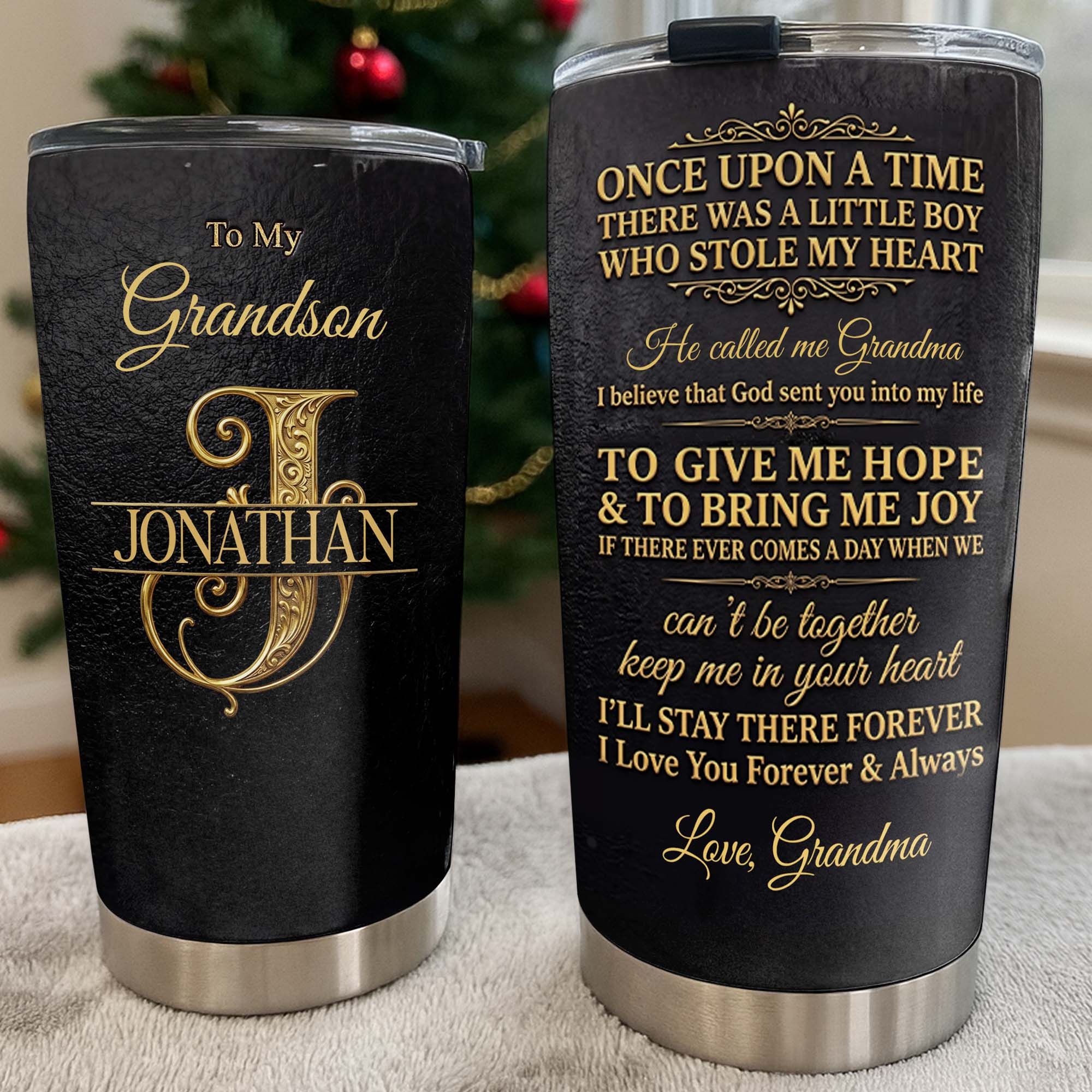Personalized Monogram Initial Tumbler for Grandson 20oz 30oz