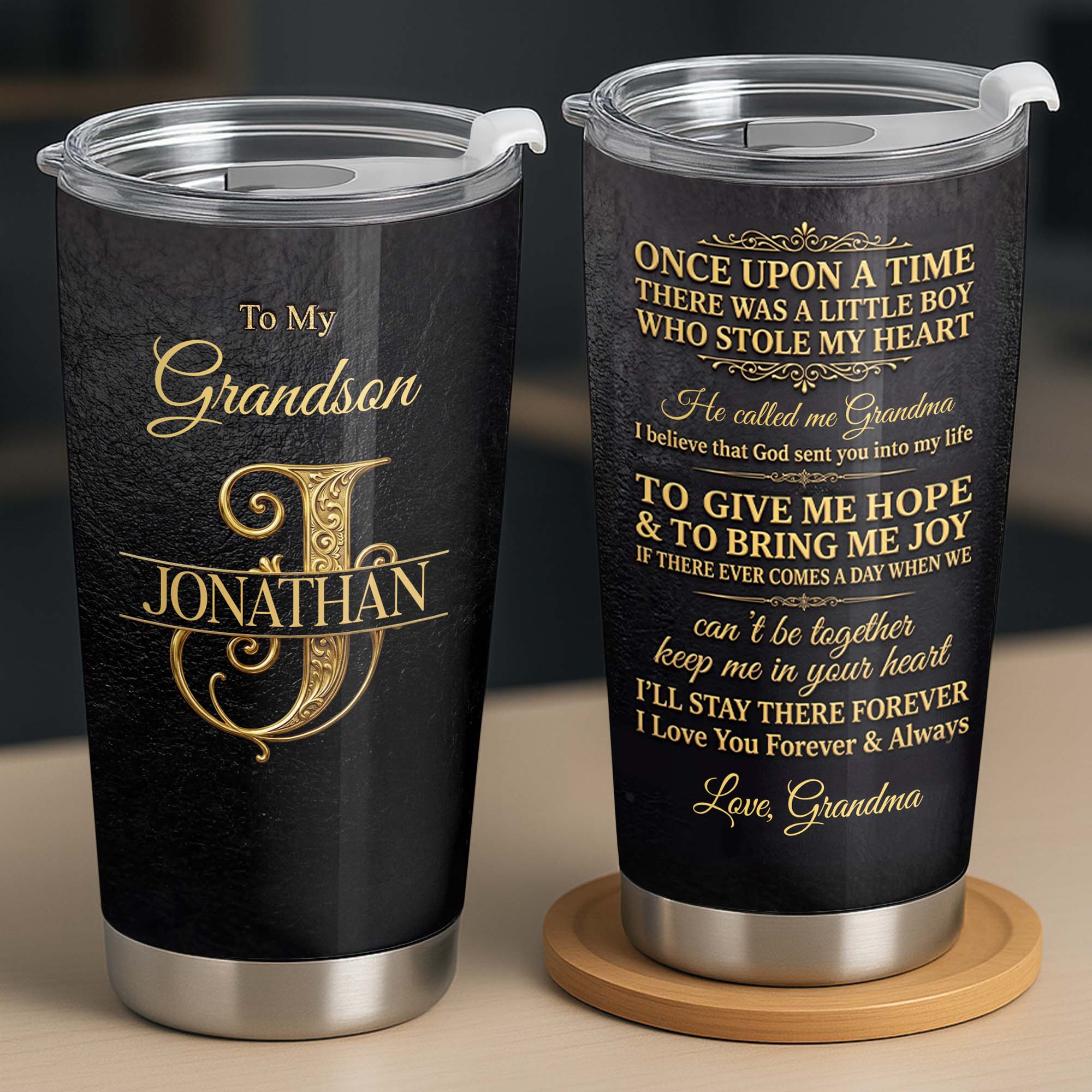 Personalized Monogram Initial Tumbler for Grandson 20oz 30oz