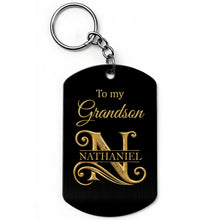 Load image into Gallery viewer, Personalized Stainless Steel Keychain for Grandson Gift Idea
