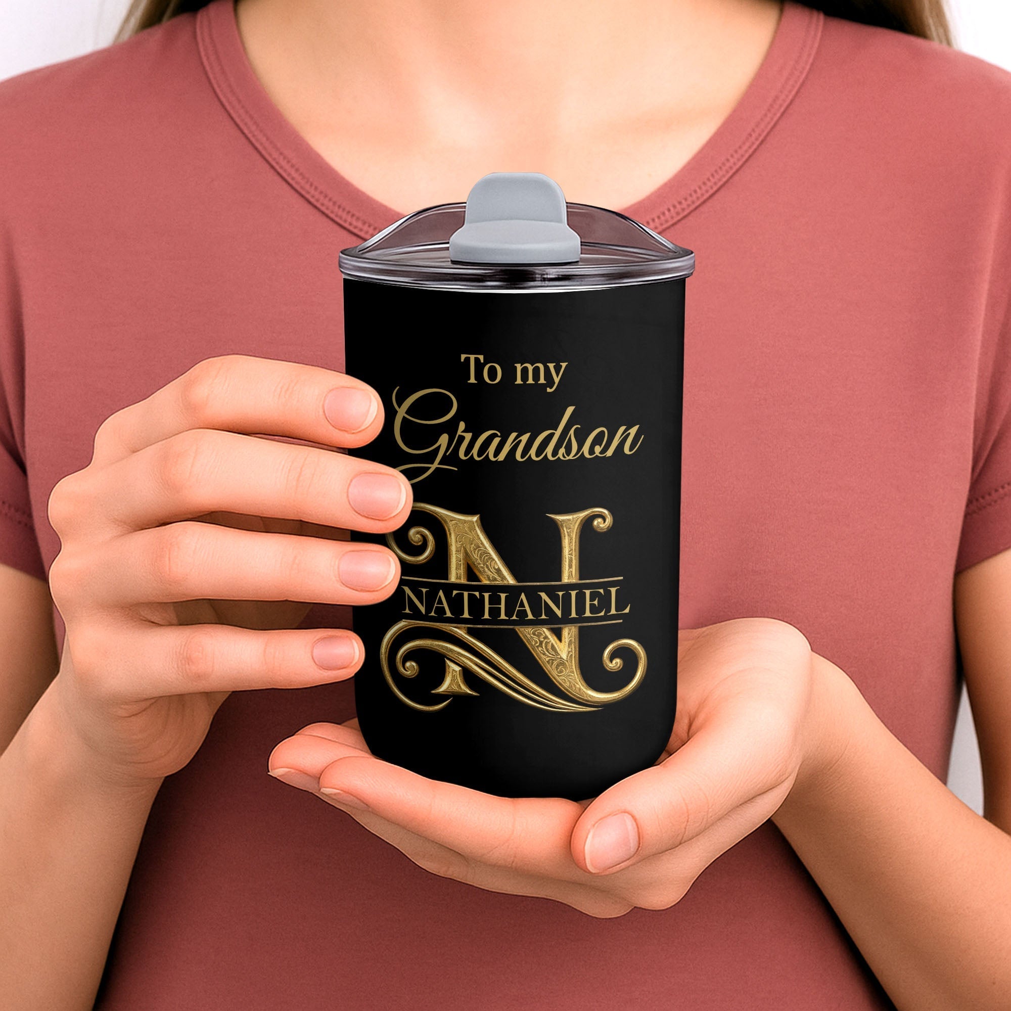 Personalized Stainless Steel Tumbler Custom Monogram Gift for Grandson