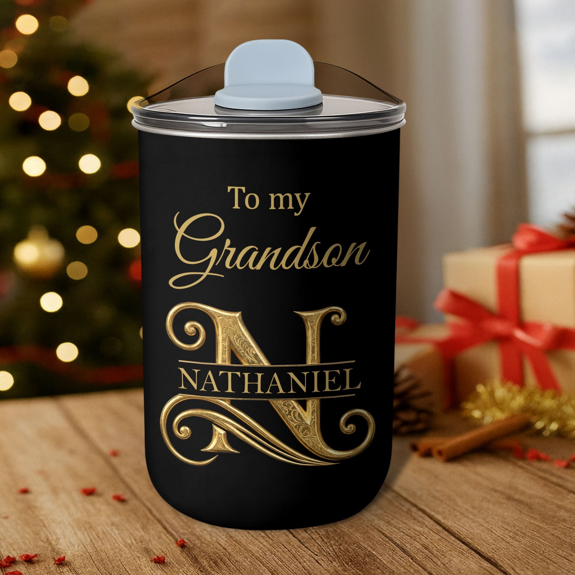 Personalized Stainless Steel Tumbler Custom Monogram Gift for Grandson