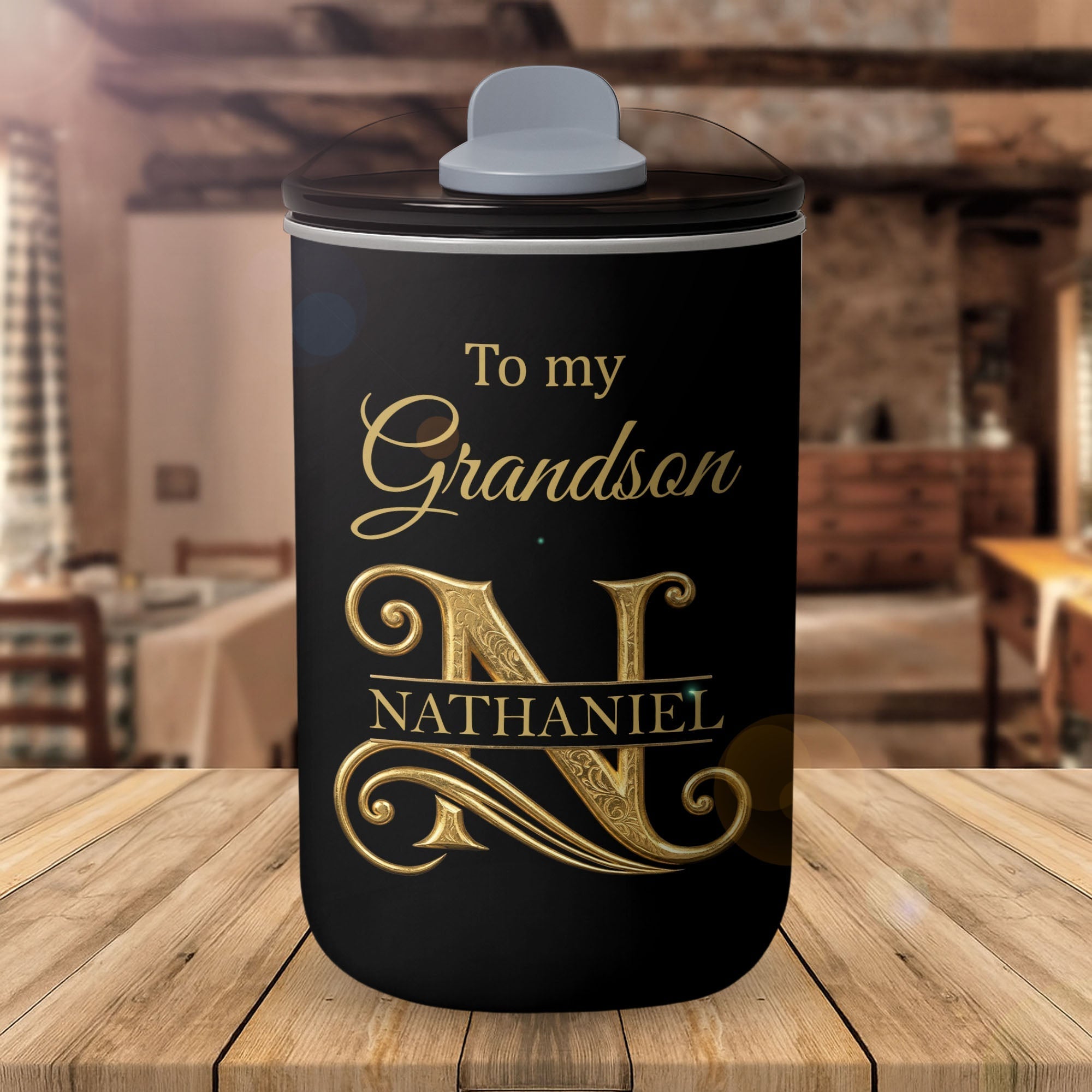 Personalized Stainless Steel Tumbler Custom Monogram Gift for Grandson