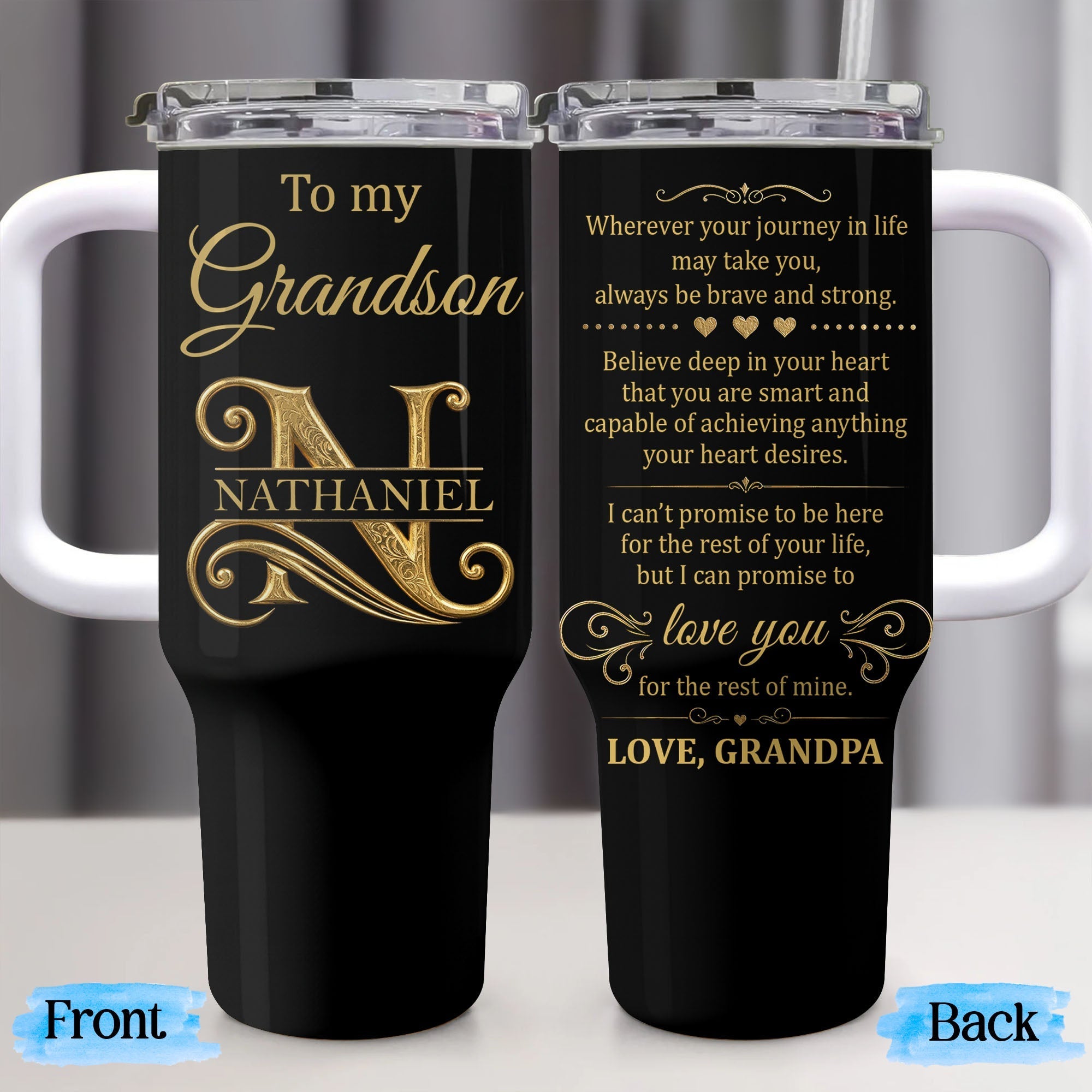Personalized 40oz Tumbler Custom Name Gift for Grandson