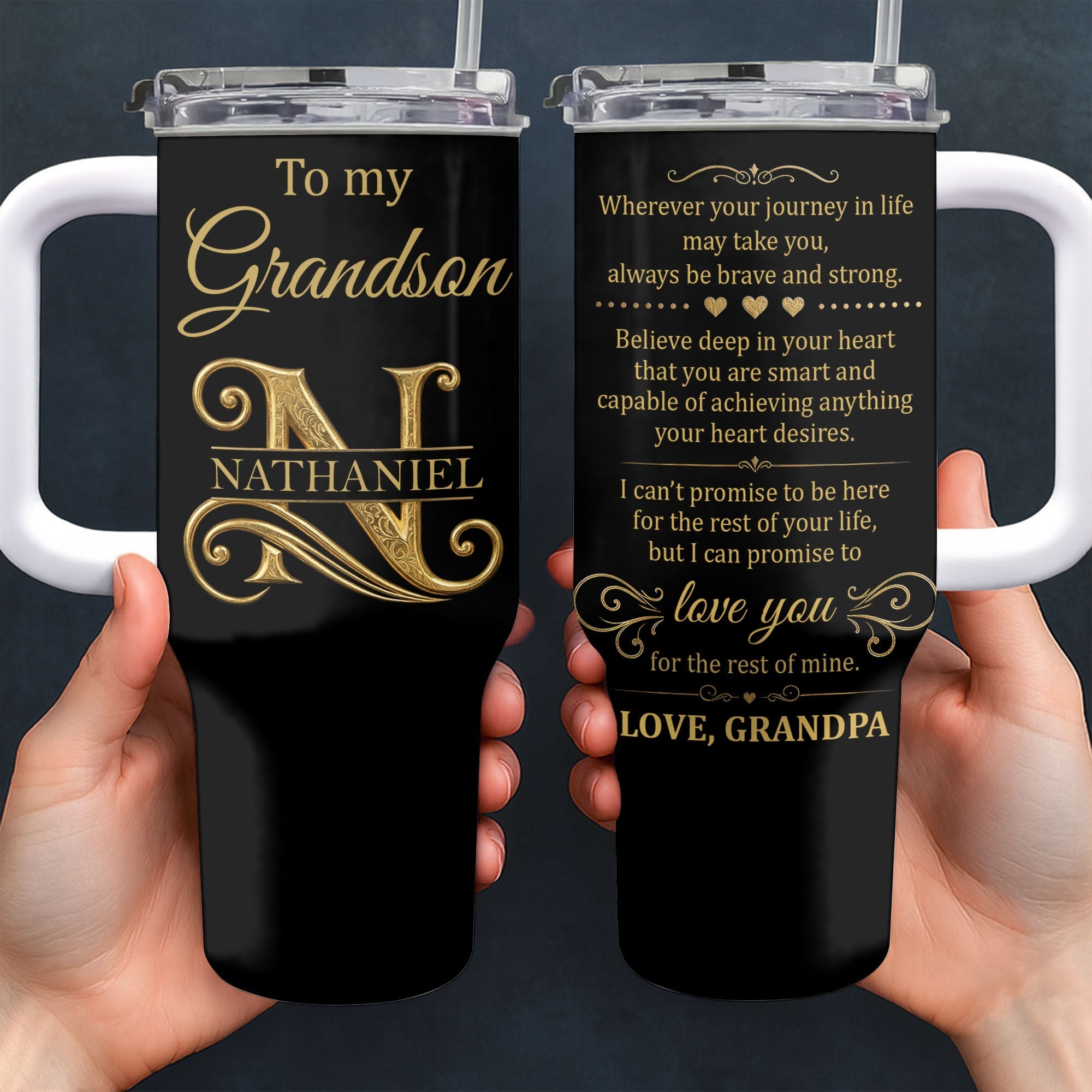 Personalized 40oz Tumbler Custom Name Gift for Grandson