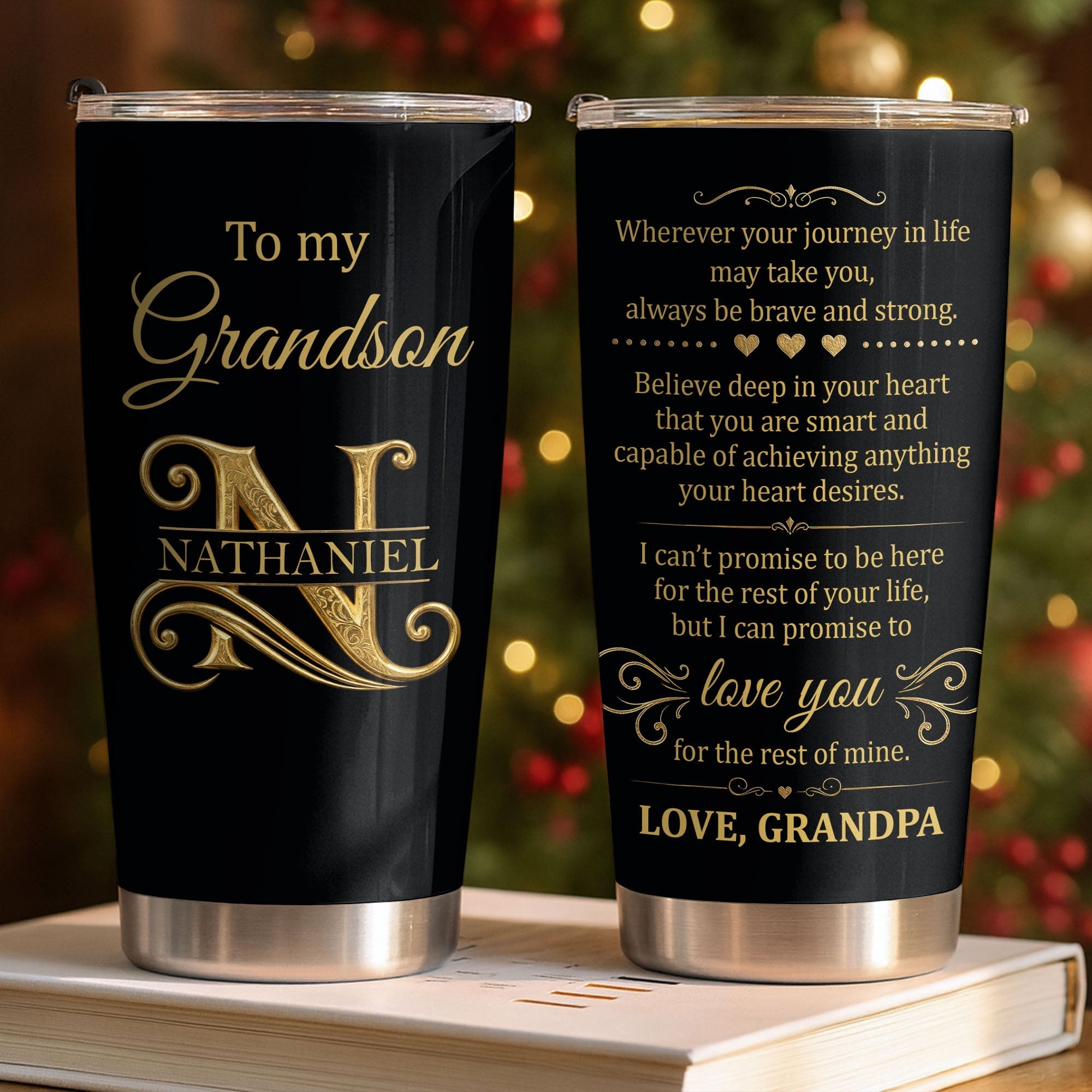 Personalized 20oz Stainless Steel Tumbler Gift for Grandson