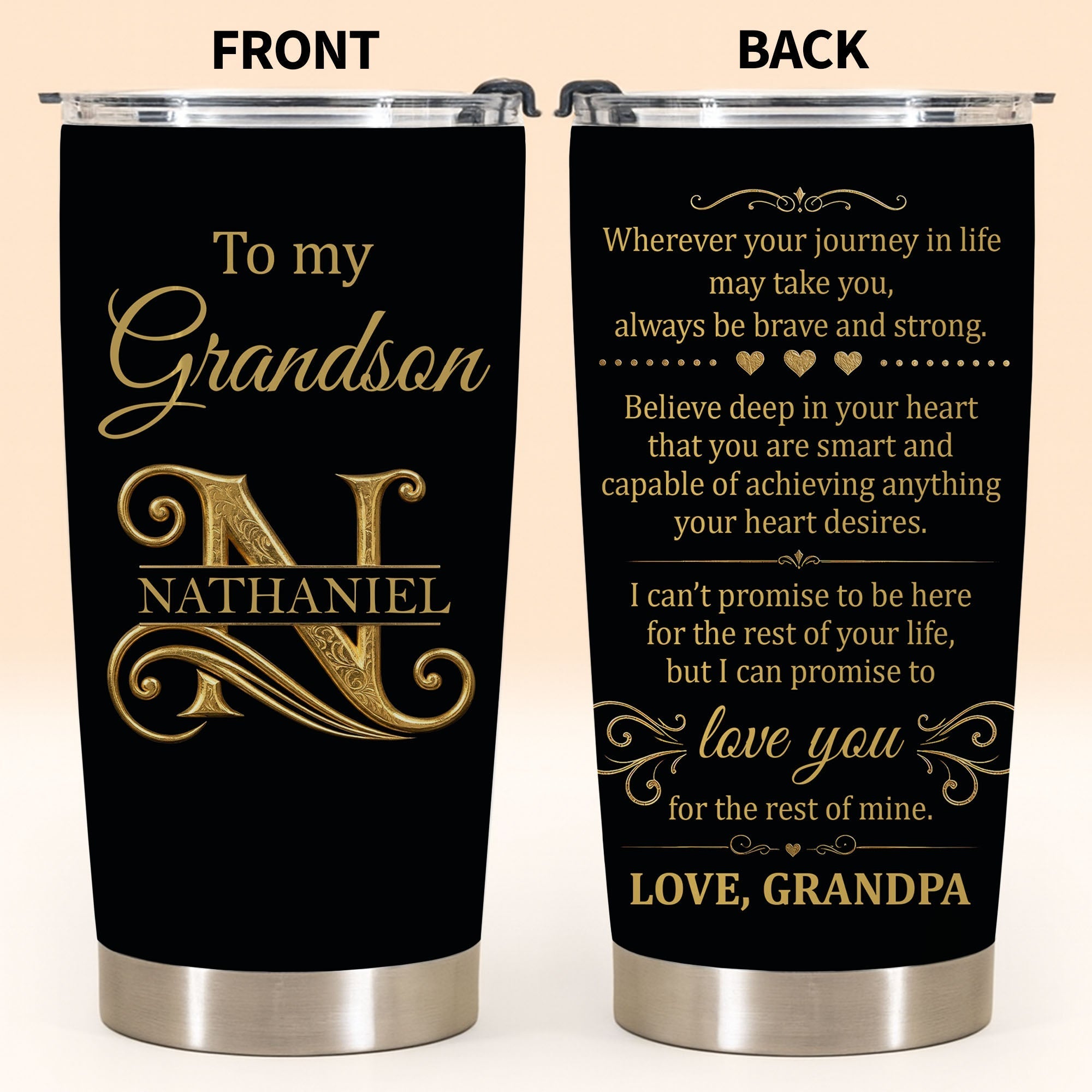 Personalized 20oz Stainless Steel Tumbler Gift for Grandson