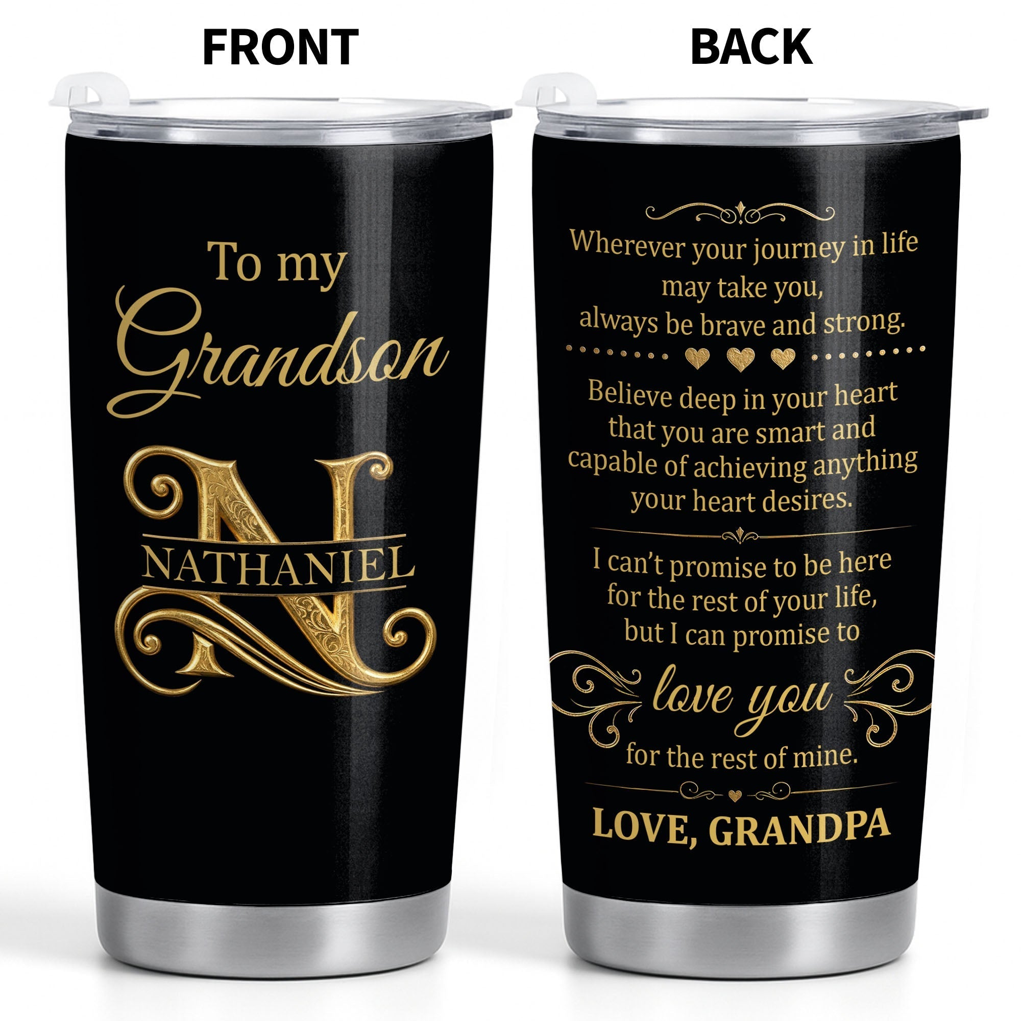 Personalized 20oz Stainless Steel Tumbler Gift for Grandson
