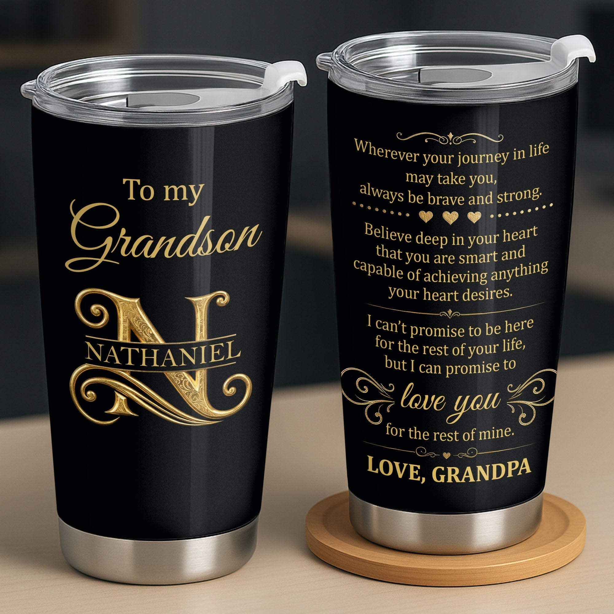 Personalized 20oz Stainless Steel Tumbler Gift for Grandson
