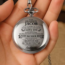 Load image into Gallery viewer, Personalized Silver-Plated Pocket Watch for Grandson Gift
