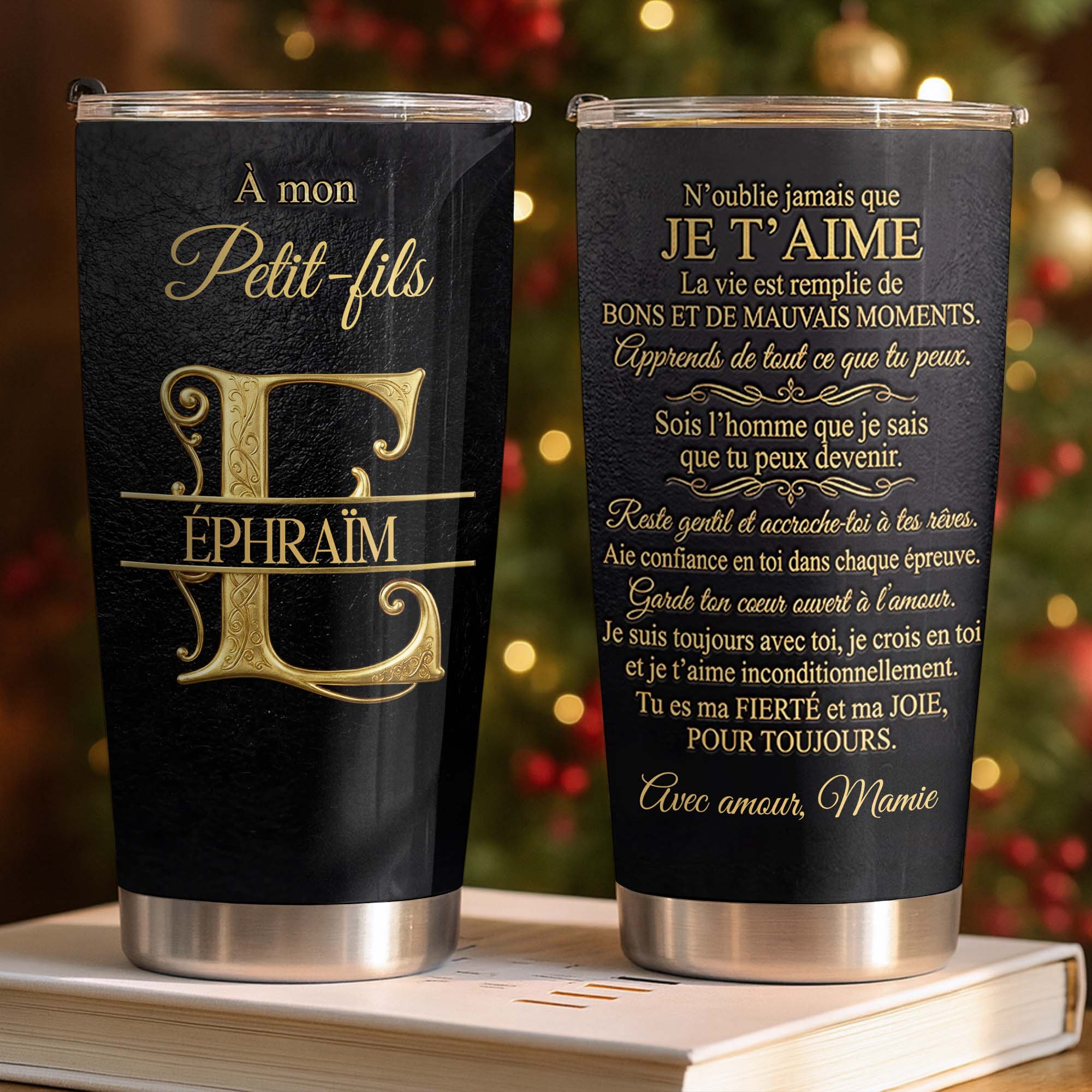 Personalized Stainless Steel Tumbler Custom Monogram Gift for Grandson