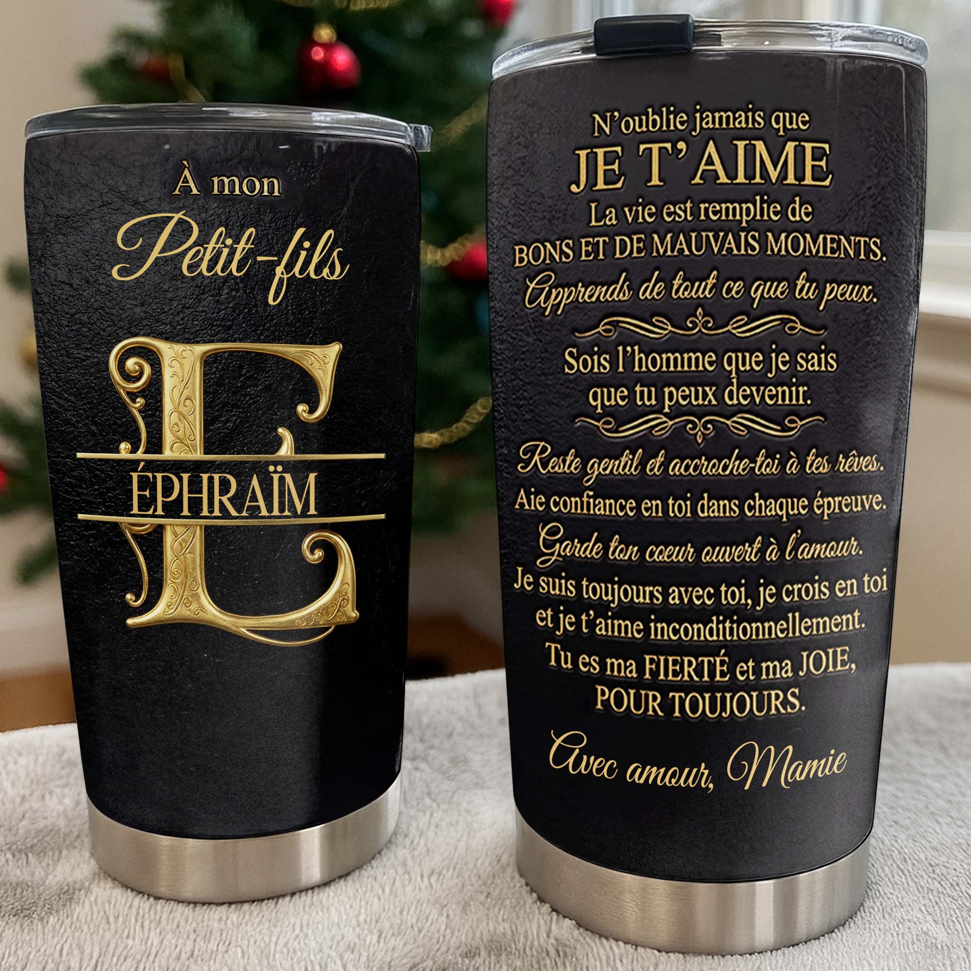 Personalized Stainless Steel Tumbler Custom Monogram Gift for Grandson