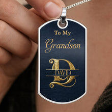 Load image into Gallery viewer, Personalized Stainless Steel Dog Tag Necklace for Grandson
