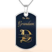 Load image into Gallery viewer, Personalized Stainless Steel Dog Tag Necklace for Grandson
