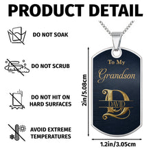 Load image into Gallery viewer, Personalized Stainless Steel Dog Tag Necklace for Grandson
