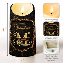 Load image into Gallery viewer, Personalized Flameless LED Candle Custom Golden Alphabet Art Gift for Grandson
