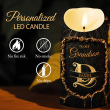Load image into Gallery viewer, Personalized Flameless LED Candle Custom Golden Alphabet Art Gift for Grandson
