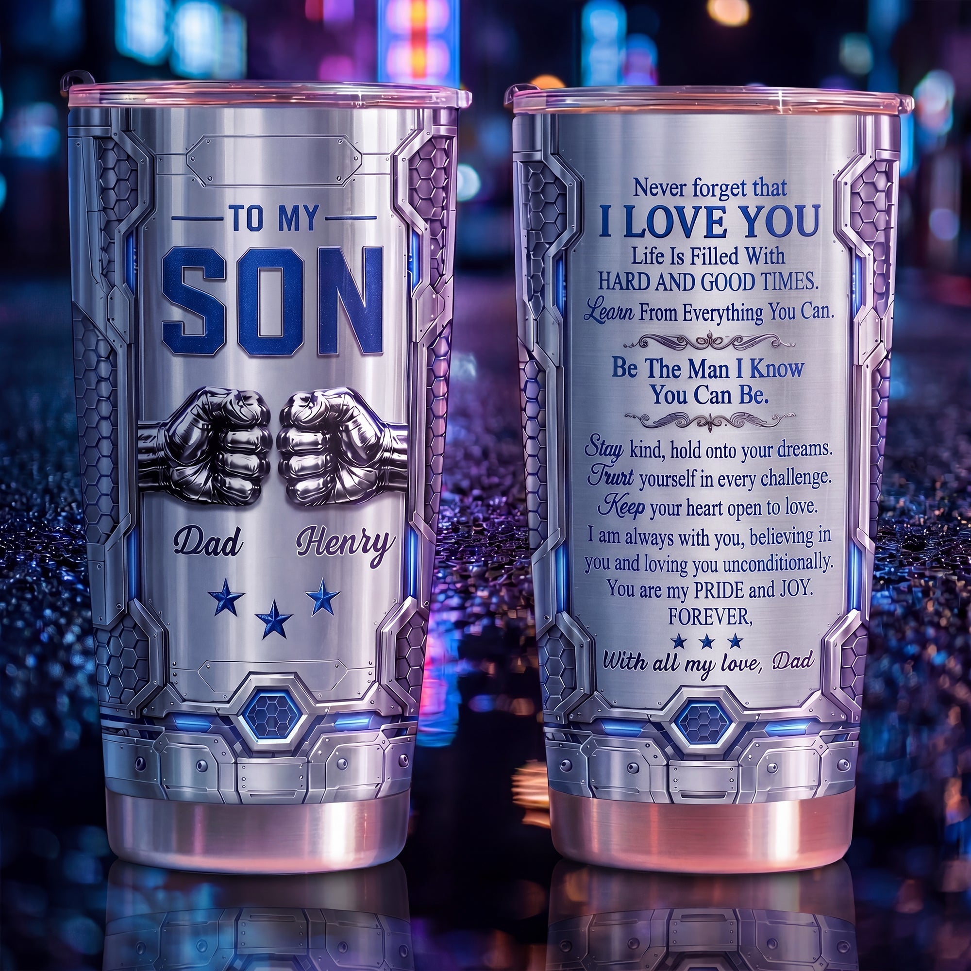 Personalized Stainless Steel Tumbler Custom Name for Son Gift