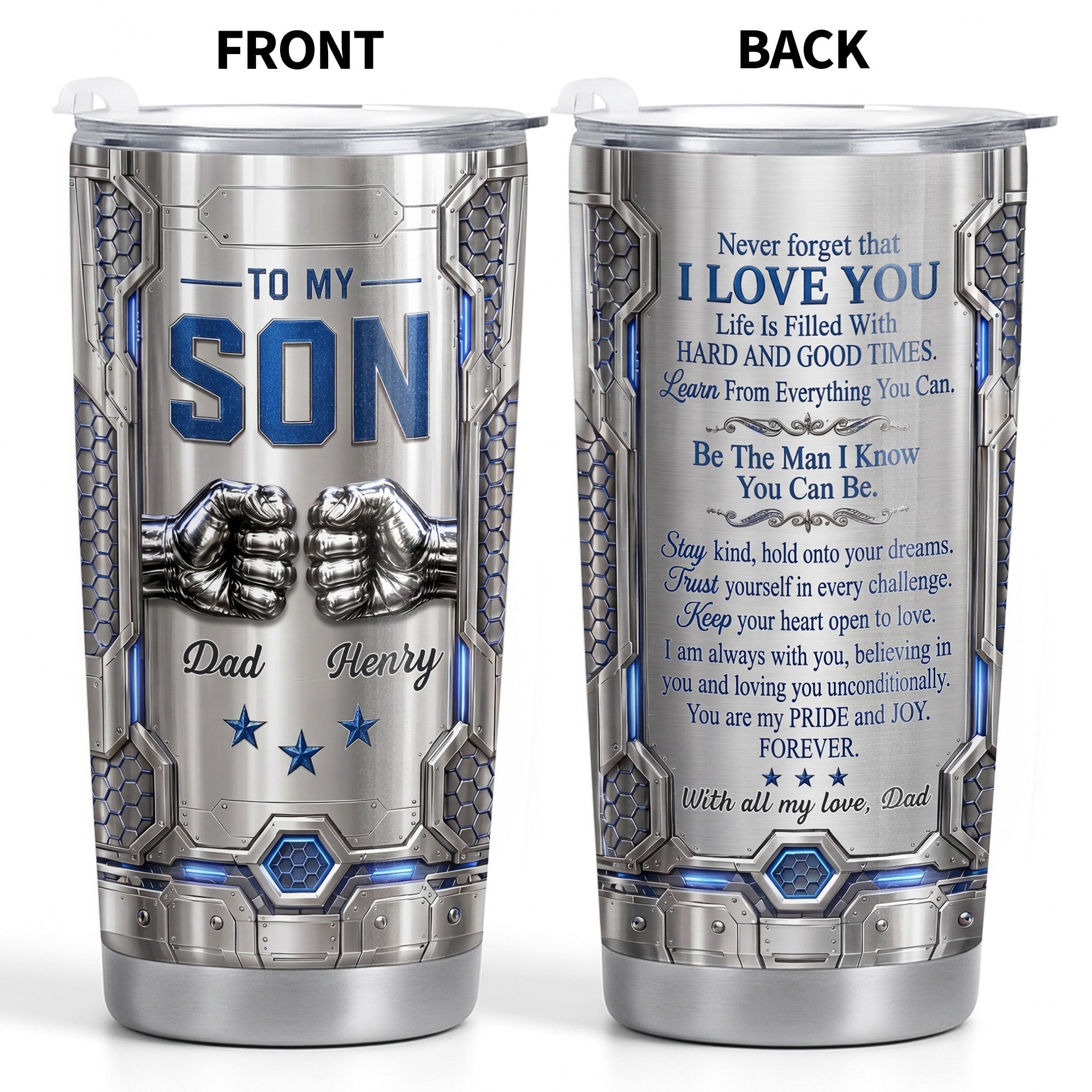 Personalized Stainless Steel Tumbler Custom Name for Son Gift