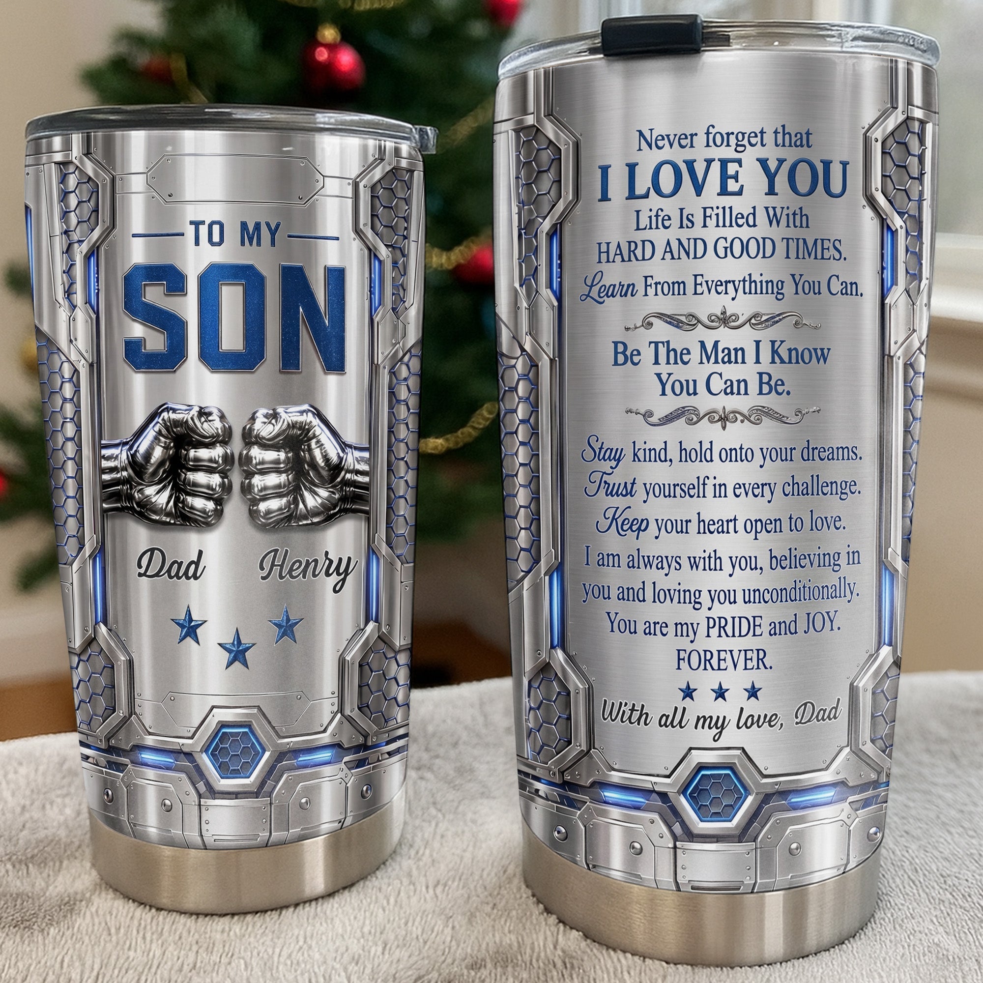 Personalized Stainless Steel Tumbler Custom Name for Son Gift