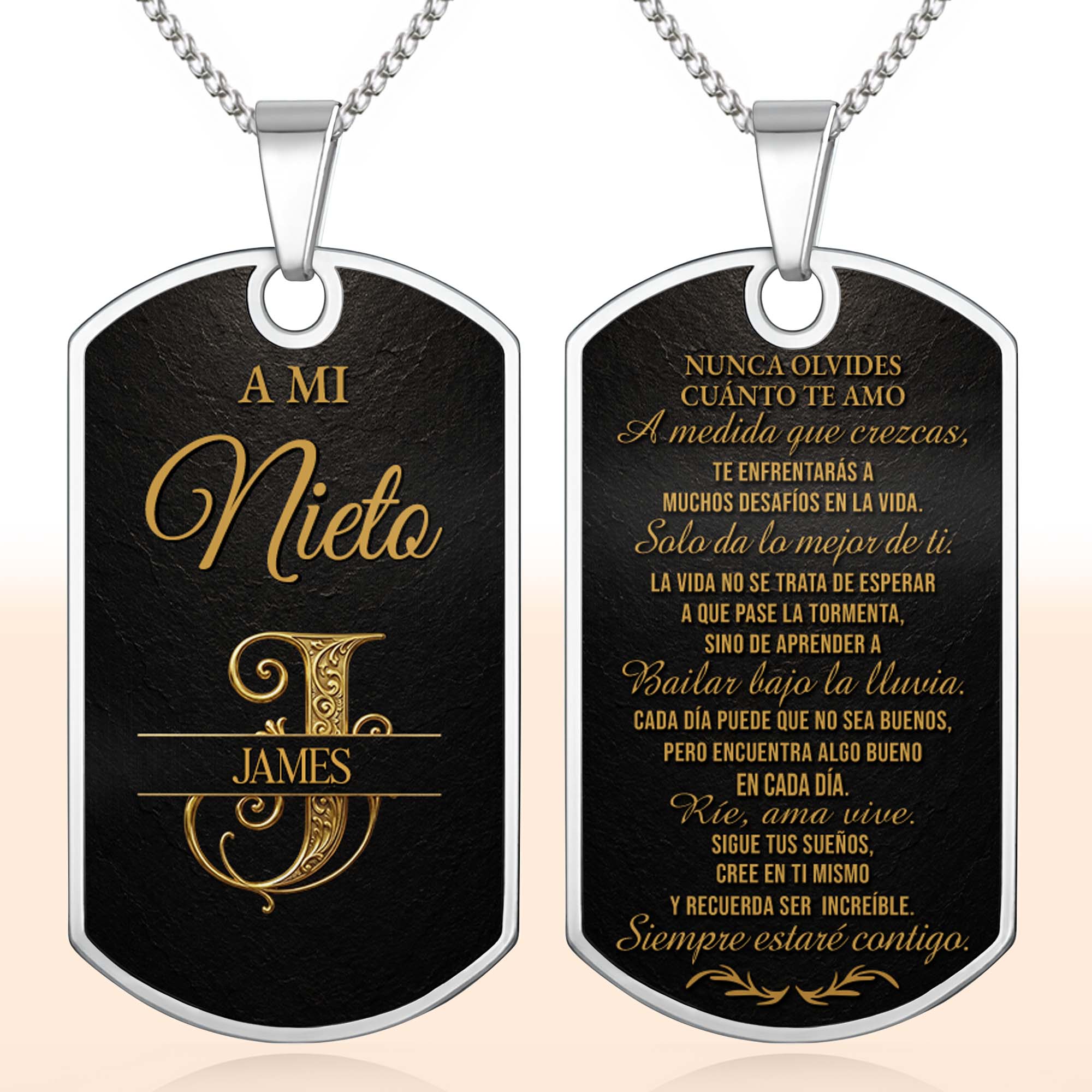 Custom Dog Tag Necklace Personalize Name for Grandson Gift