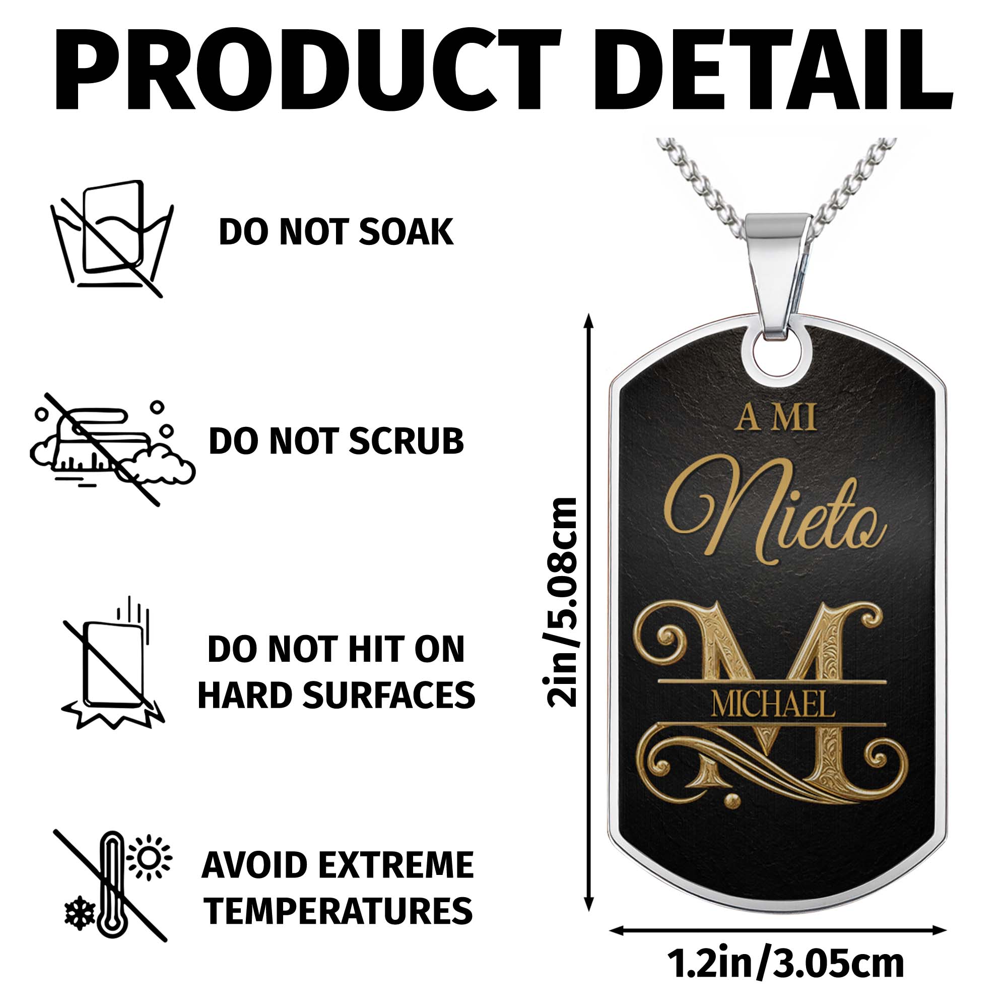 Custom Dog Tag Necklace Personalize Name for Grandson Gift